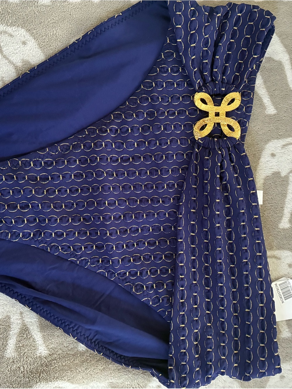 Trina Turk Navy with Gold Stitch Swimwear Bottom